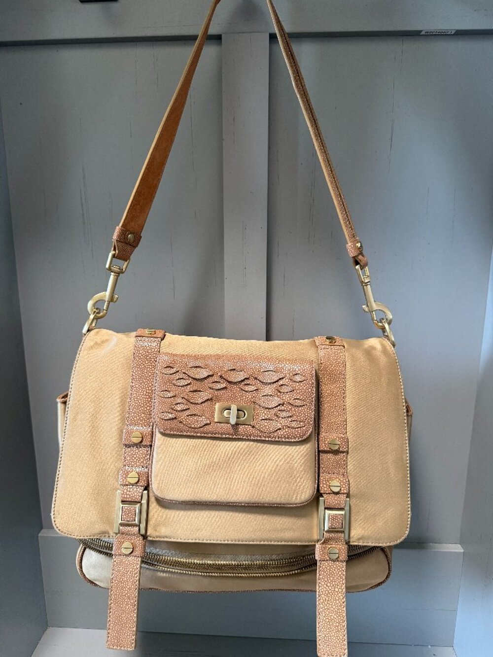 Alexis Hudson Womens Handbag Beige Shoulder Bag Textile Purse